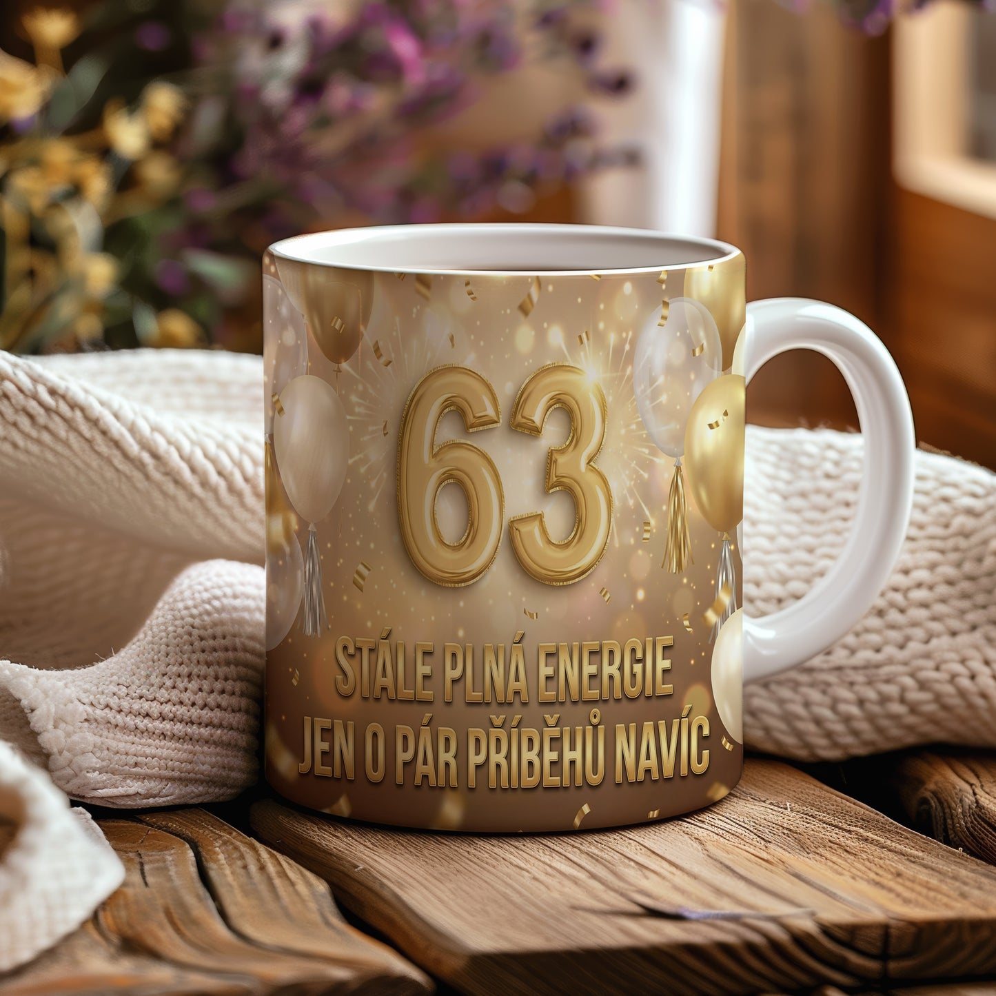 Narozeninový hrnek 63 let – STÁLE PLNÁ ENERGIE JEN O PÁR PŘÍBĚHŮ NAVÍC