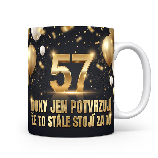 Narozeninový hrnek s věkem 57