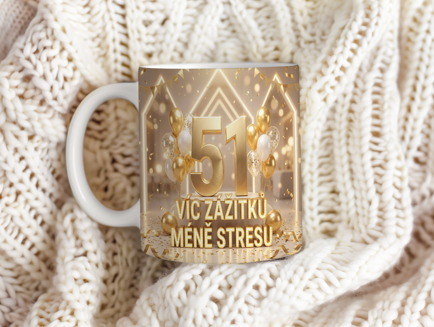 Narozeninový hrnek 51 let – VÍC ZÁŽITKŮ MÉNĚ STRESU