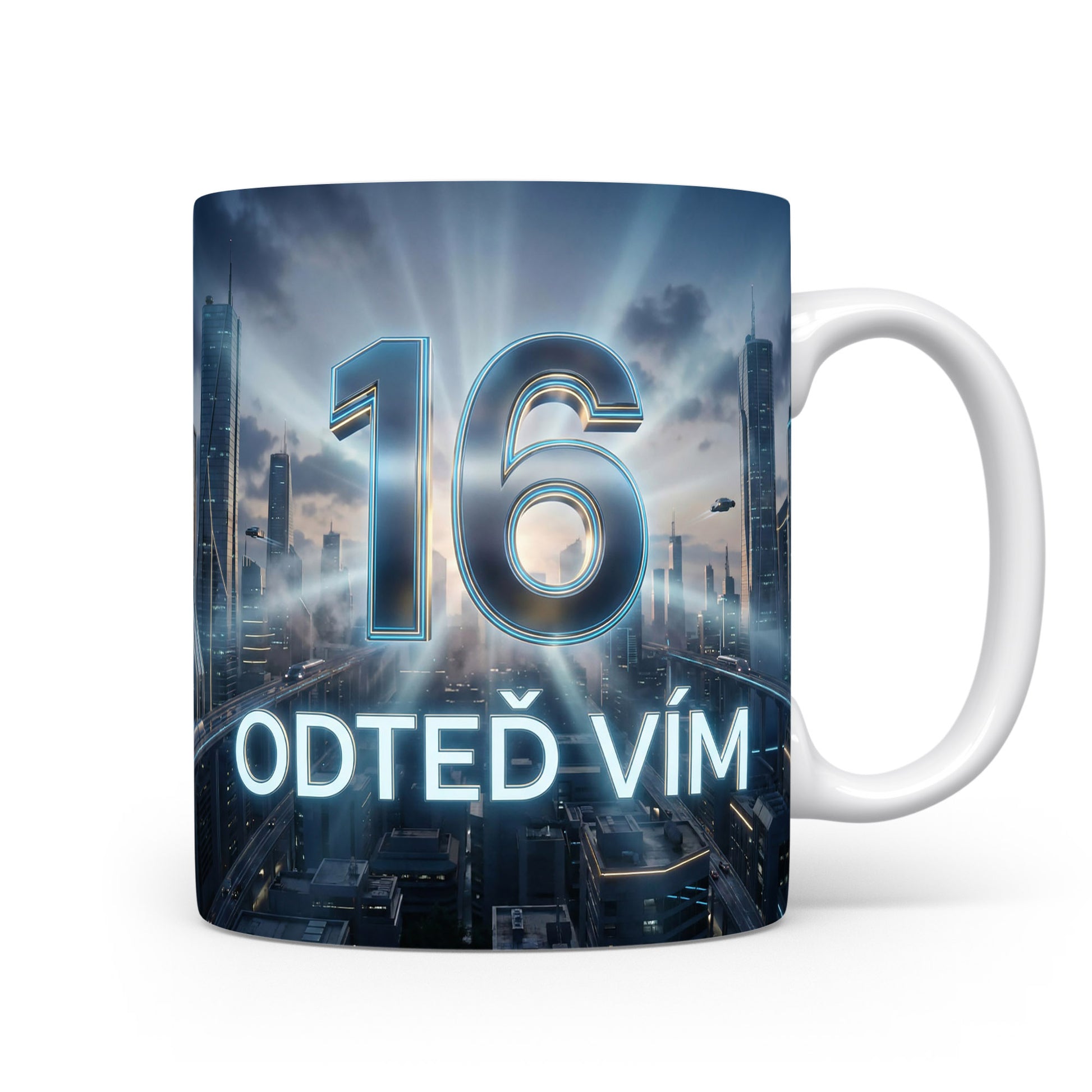 Hrnček s nápisem 16 ODTEĎ VÍM