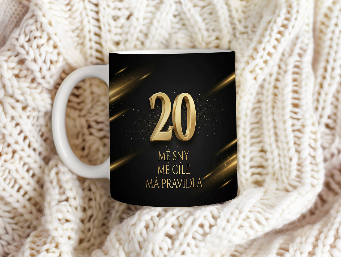 Narozeninový hrnek 20 let – MÉ SNY MÉ CÍLE MÁ PRAVIDLA