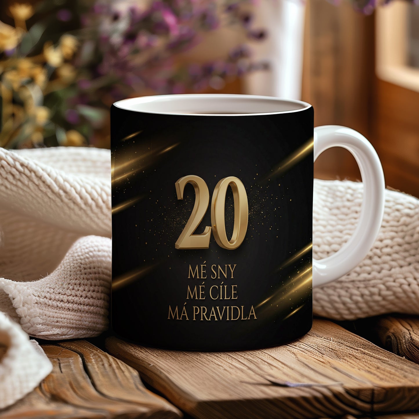 Narozeninový hrnek 20 let – MÉ SNY MÉ CÍLE MÁ PRAVIDLA