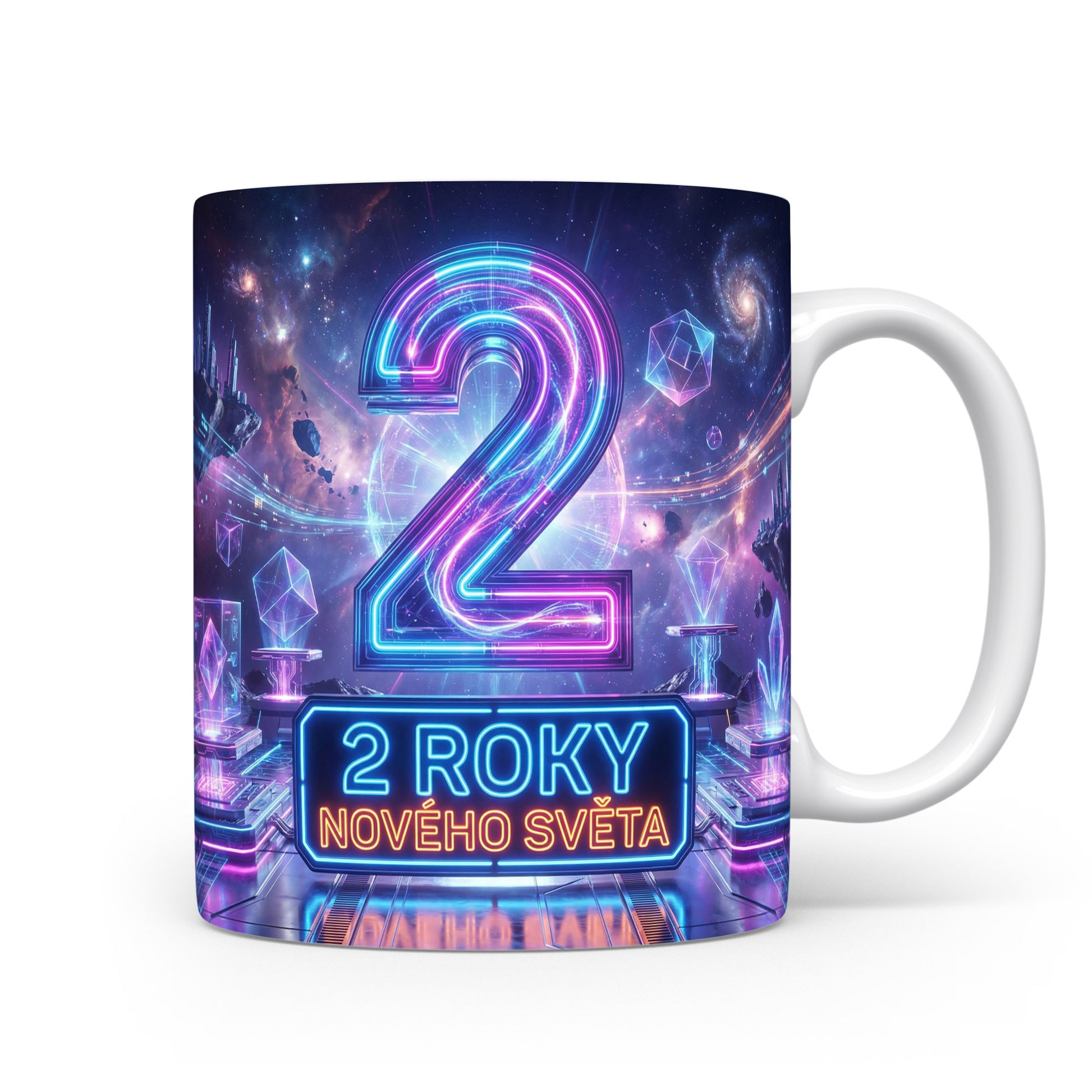 Hrnček s nápisem 2 ROKY NOVÉHO SVĚTA