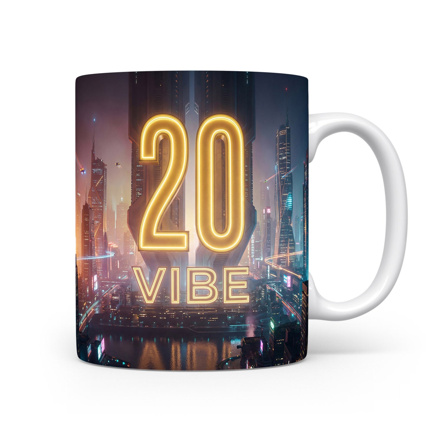 Hrnček s číslem 20 a nápisem VIBE