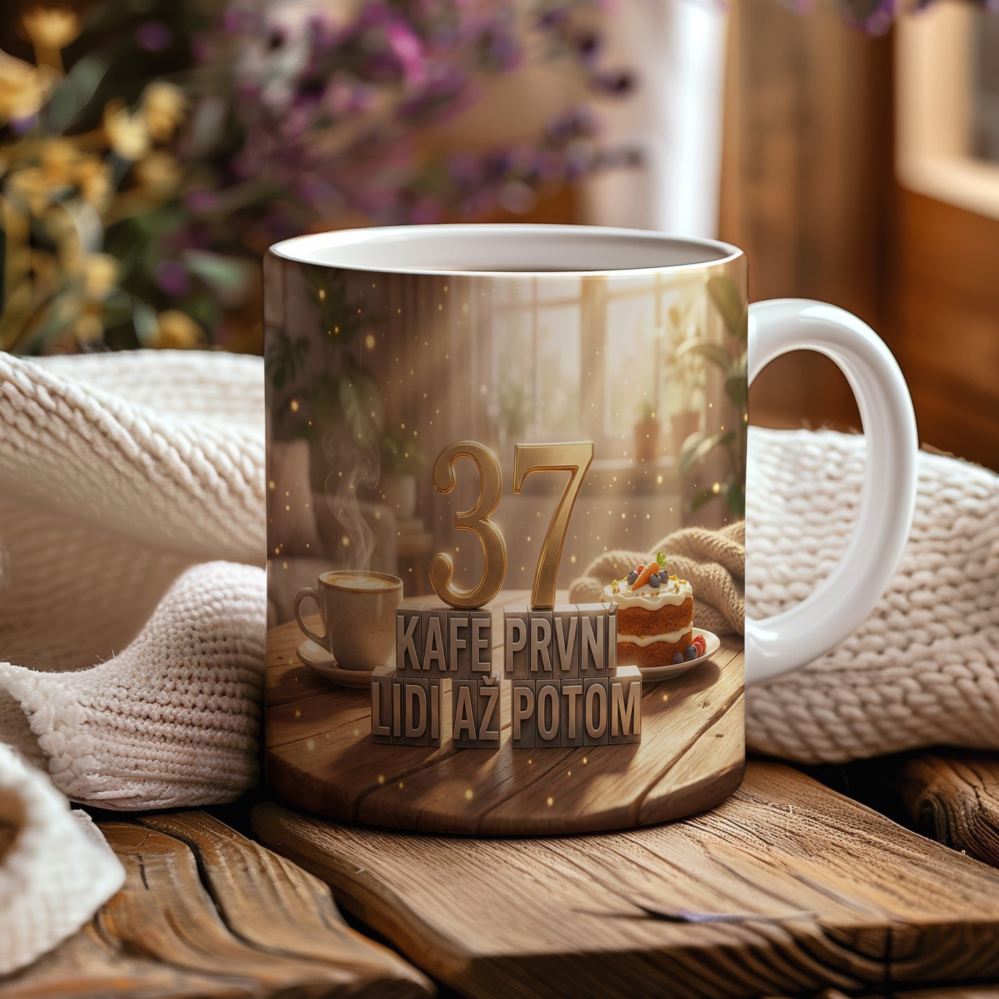 Narozeninový hrnek 37 let – KAFE PRVNÍ LIDI AŽ POTOM