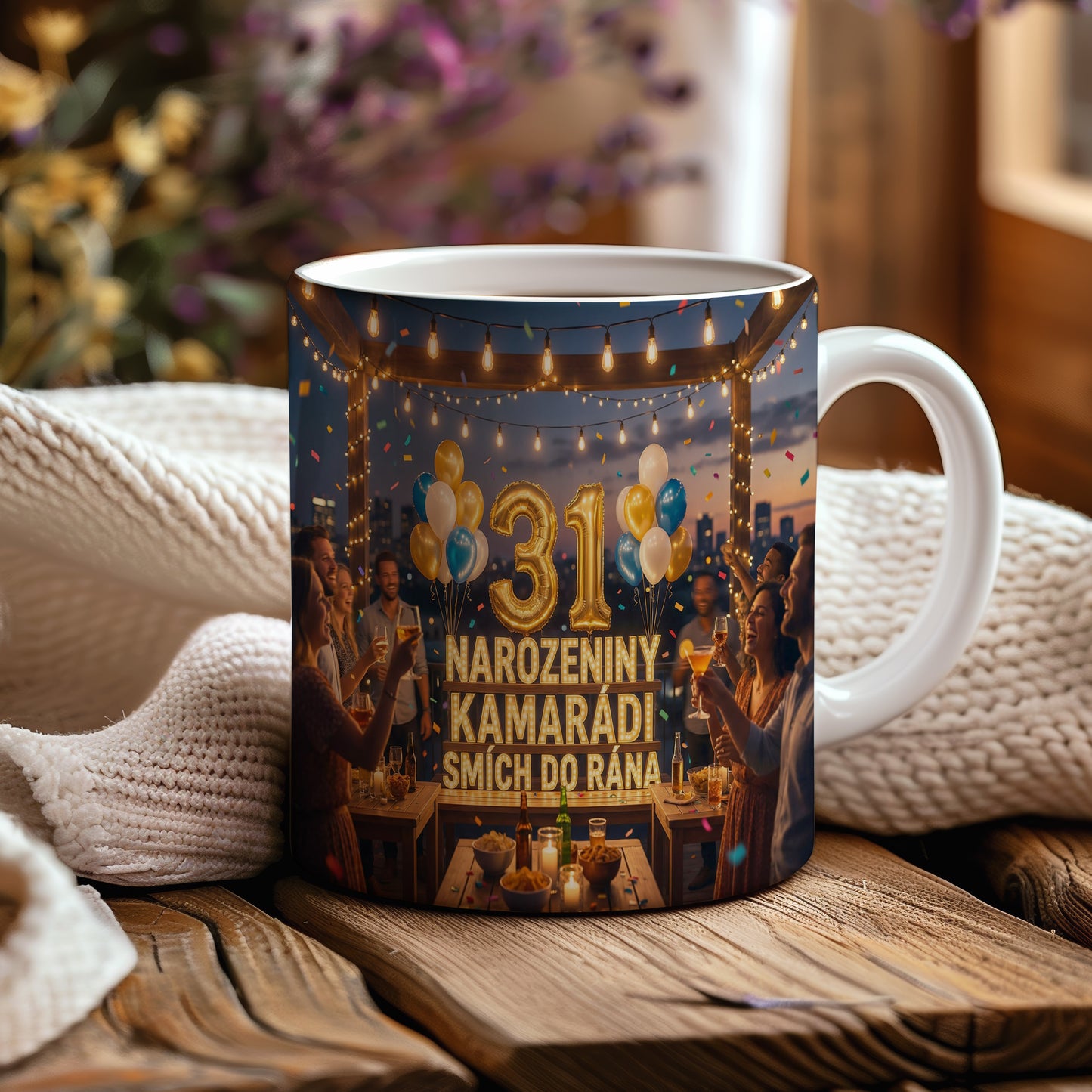 Narozeninový hrnek 31 let – NAROZENINY KAMARÁDI SMÍCH DO RÁNA