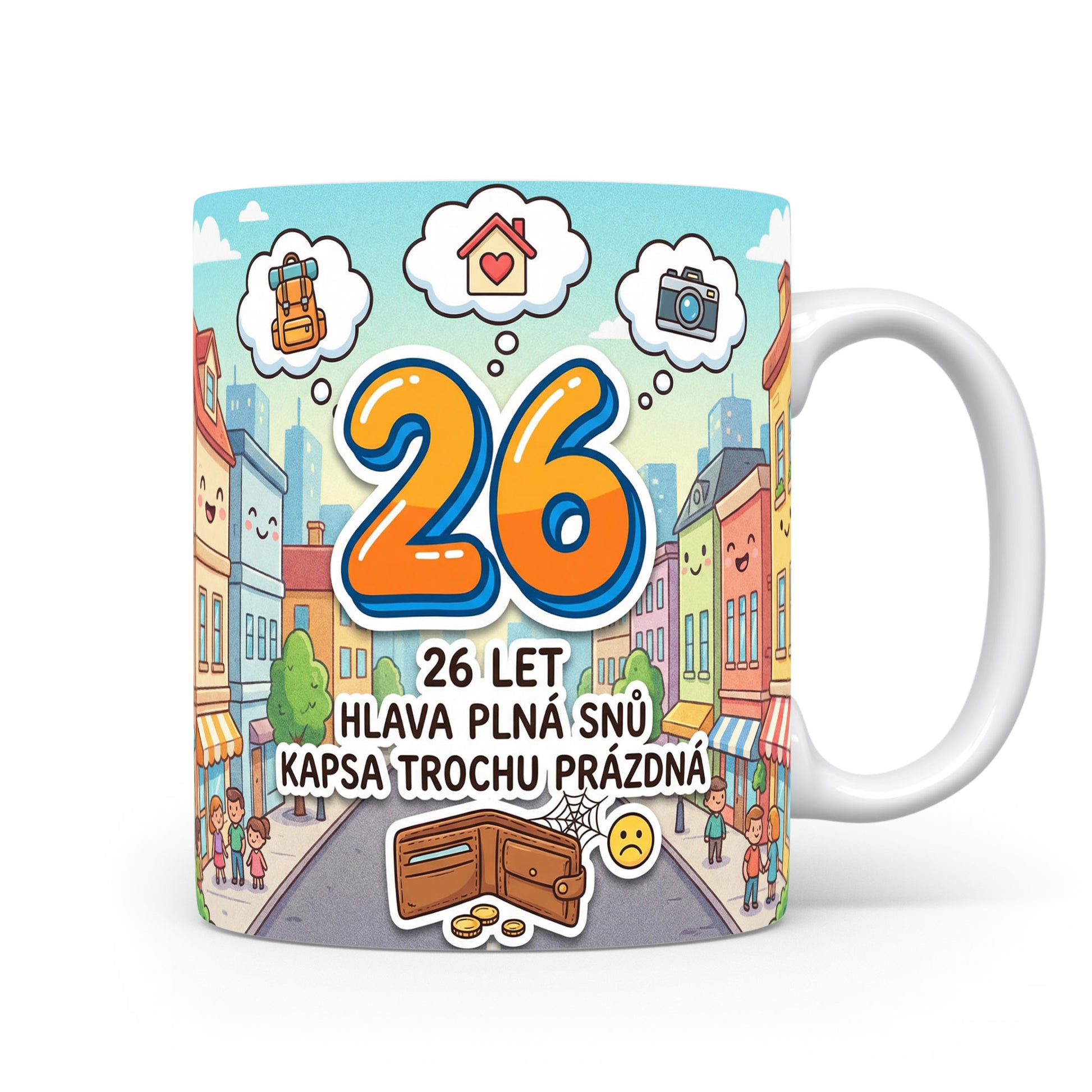 Hrnček s číslem 26 a vtipnou hláškou
