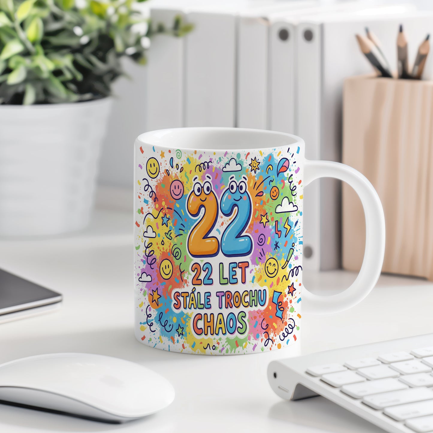 Narozeninový hrnek 22 let – 22 LET STÁLE TROCHU CHAOS