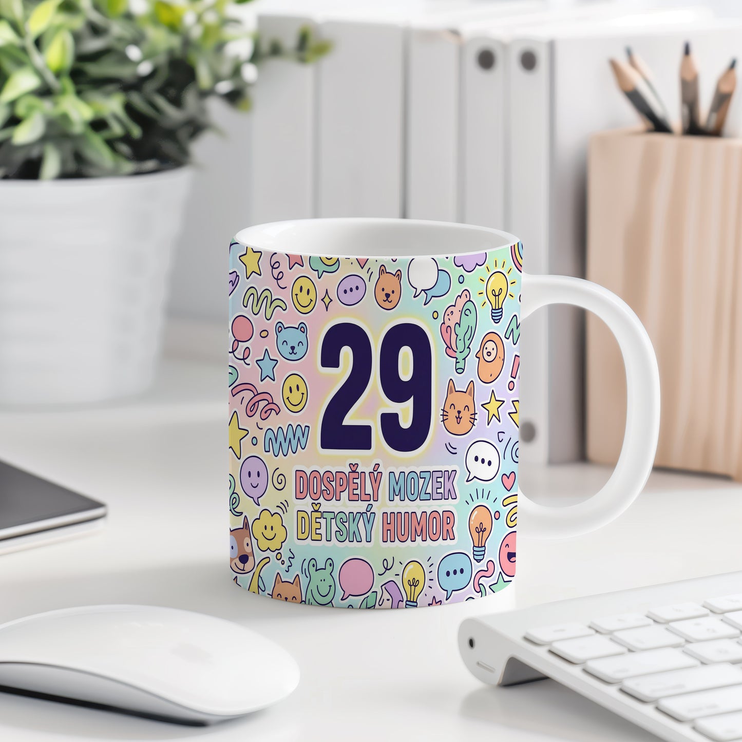 Narozeninový hrnek 29 let – DOSPĚLÝ MOZEK DĚTSKÝ HUMOR