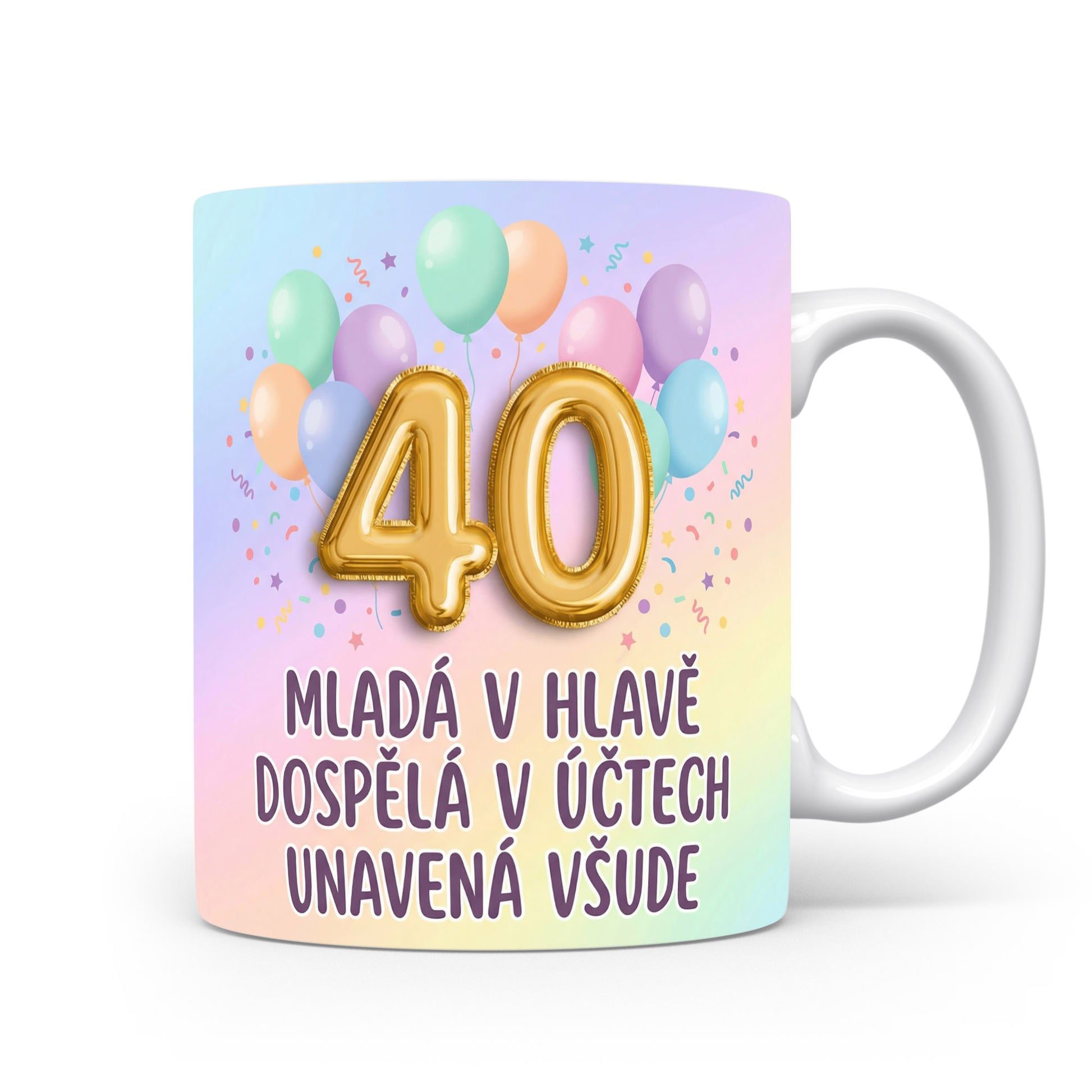 Narozeninový hrnek s číslem 40 a vtipnou hláškou
