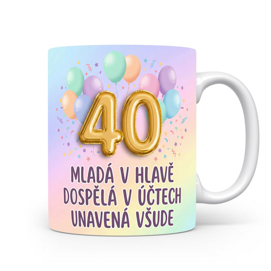 Narozeninový hrnek s číslem 40 a vtipnou hláškou