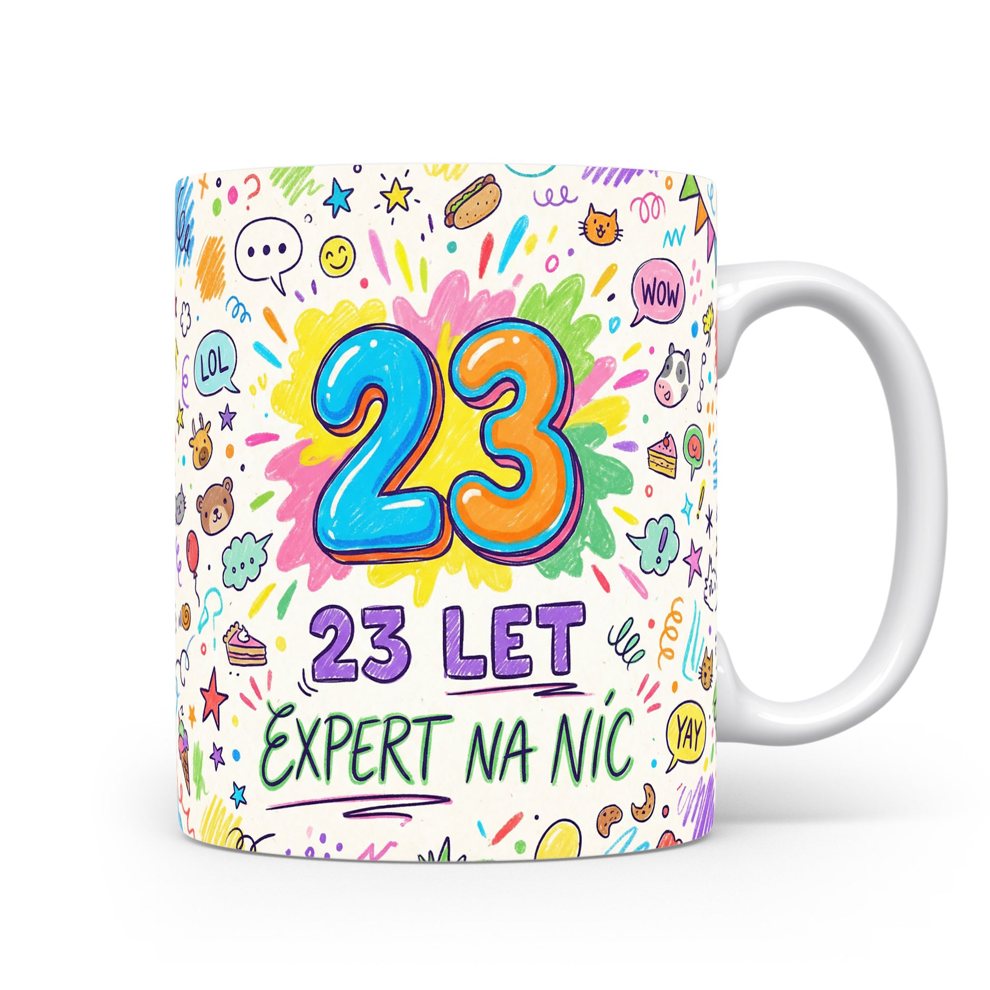 Hrnček s nápisem 23 let expert na nic