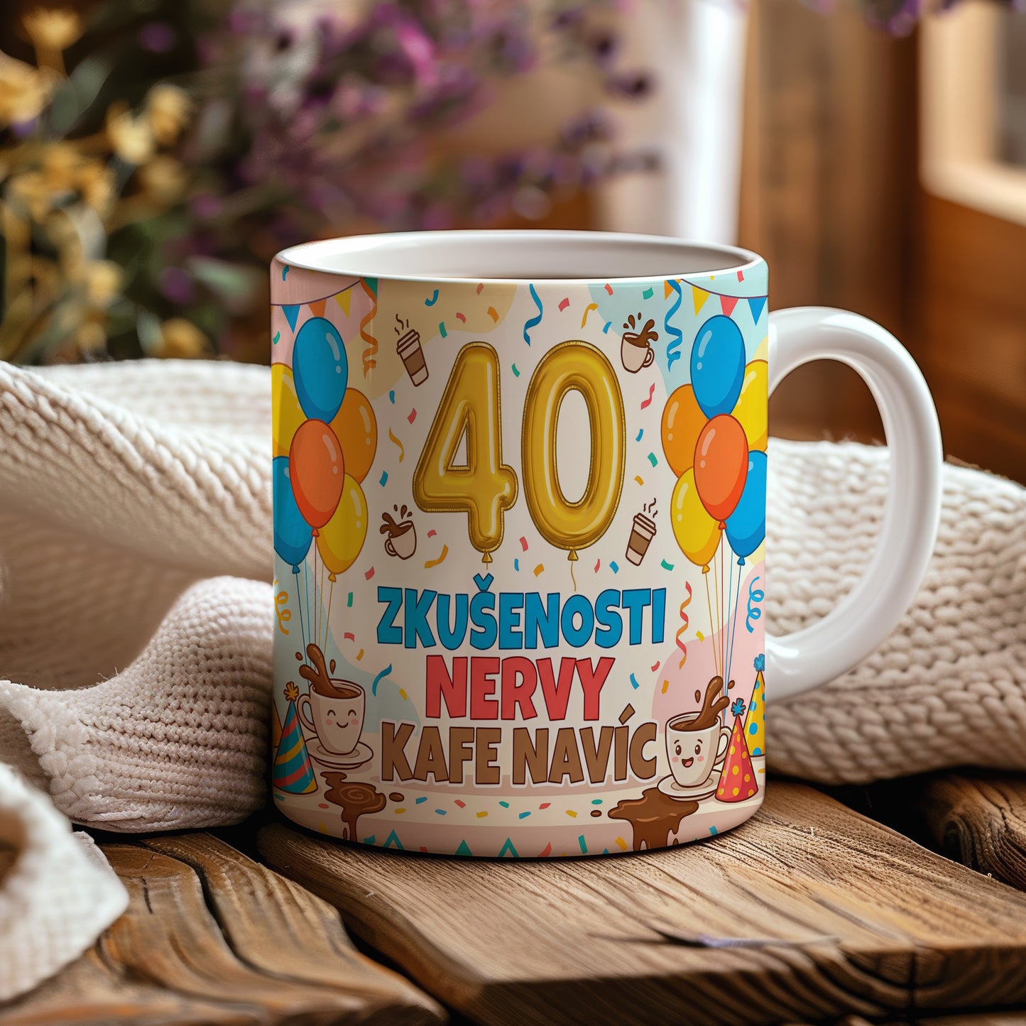 Narozeninový hrnek 40 let – ZKUŠENOSTI NERVY KAFE NAVÍC