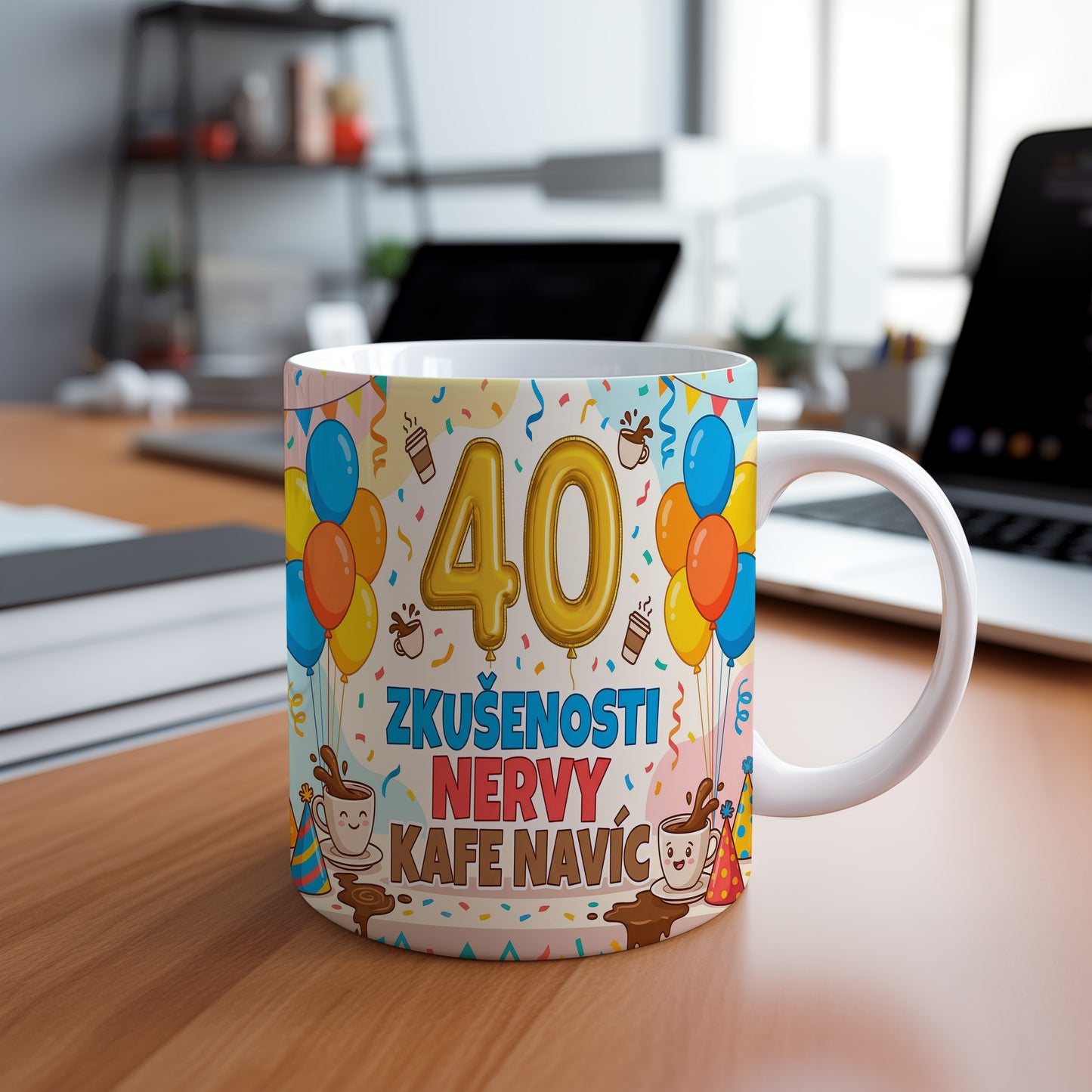 Narozeninový hrnek 40 let – ZKUŠENOSTI NERVY KAFE NAVÍC