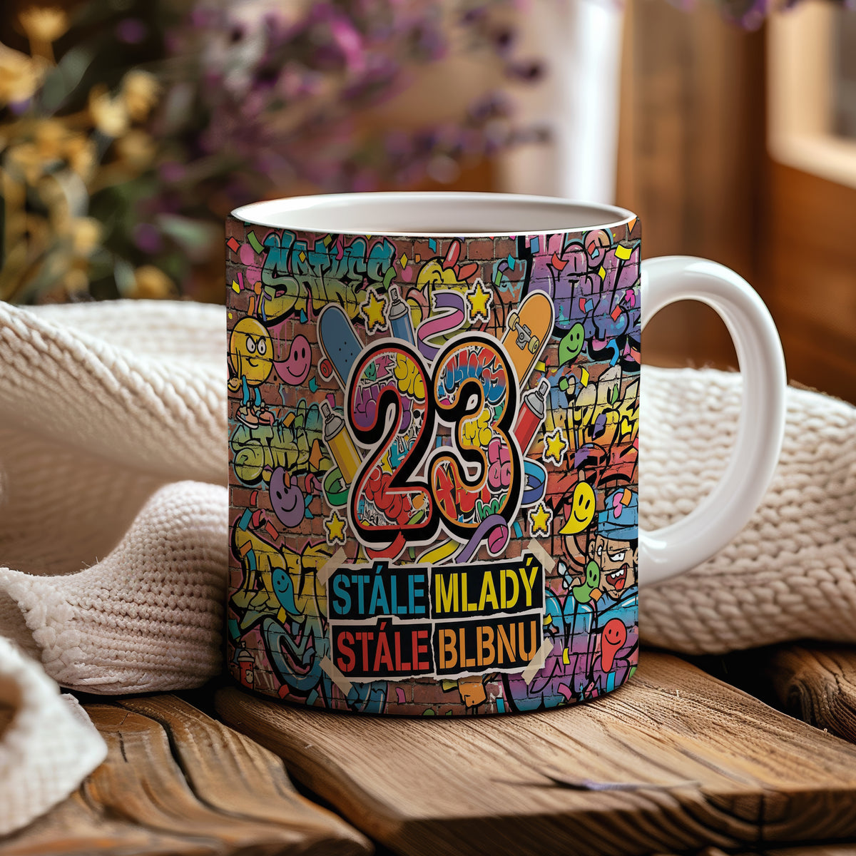Narozeninový hrnek 23 let – STÁLE MLADÝ, STÁLE BLBNU