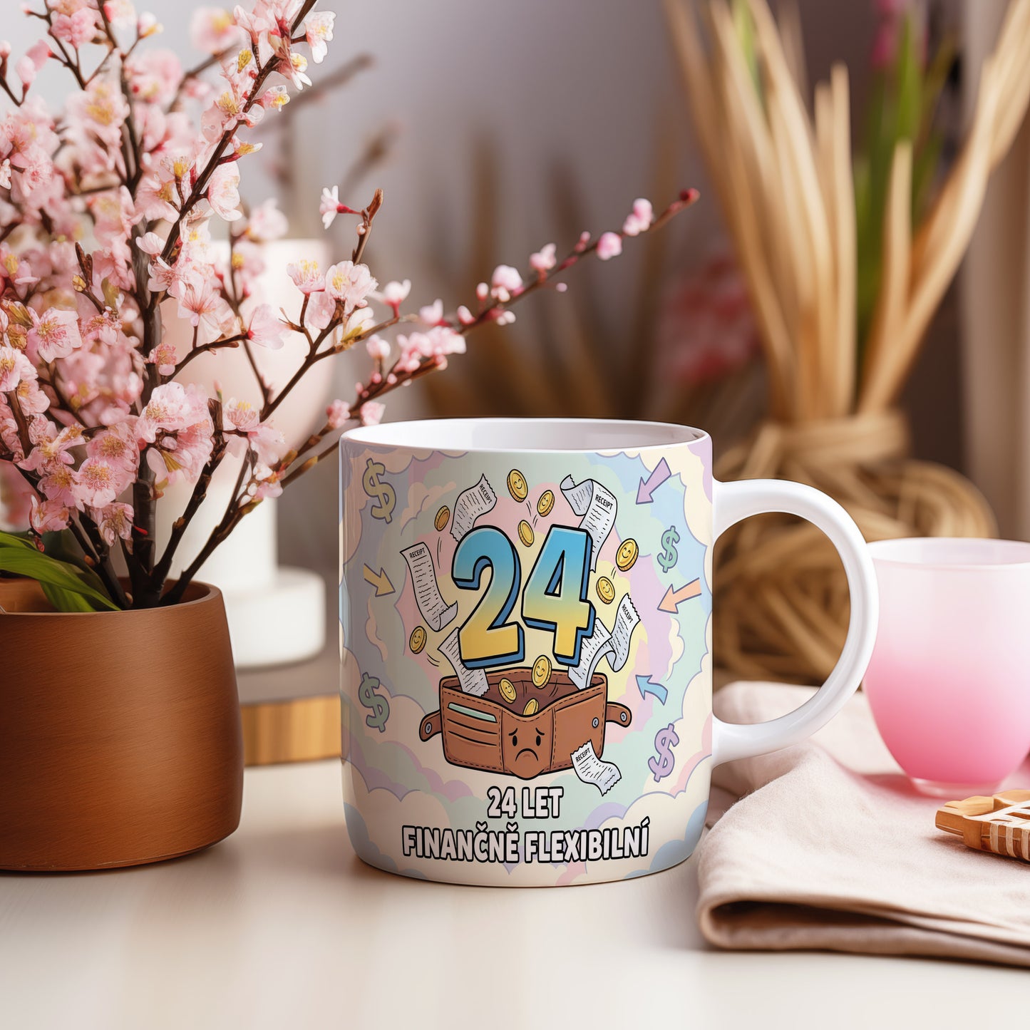 Narozeninový hrnek 24 let – 24 LET FINANČNĚ FLEXIBILNÍ
