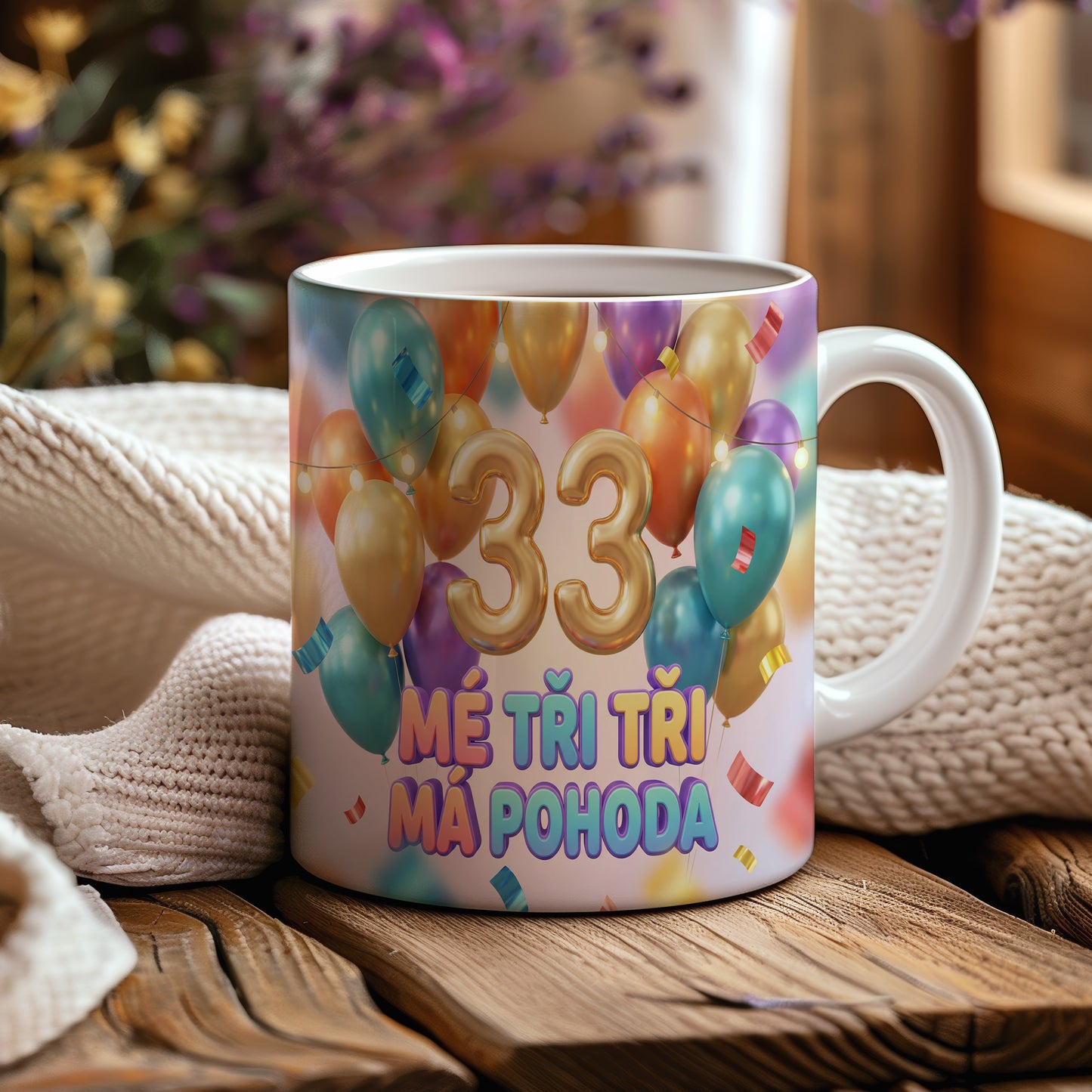 Narozeninový hrnek 33 let – MÉ TŘI TŘI MÁ POHODA