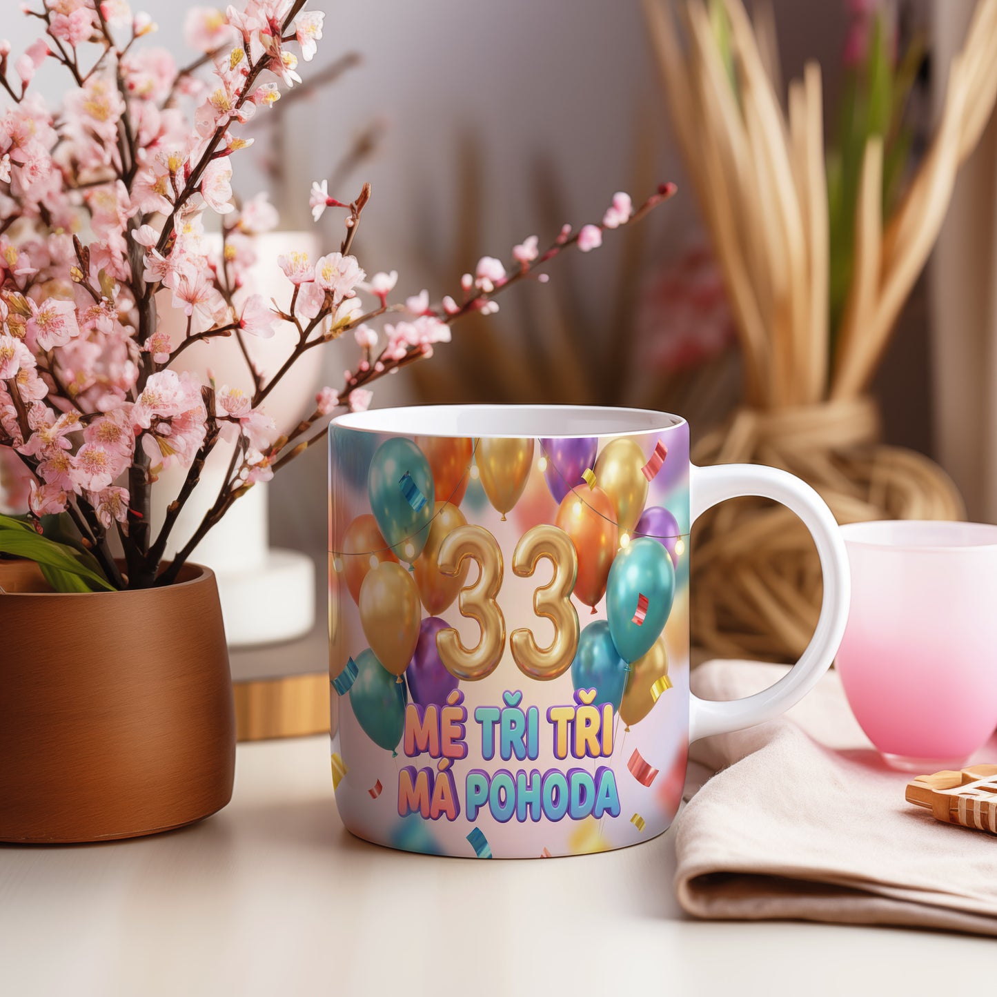 Narozeninový hrnek 33 let – MÉ TŘI TŘI MÁ POHODA