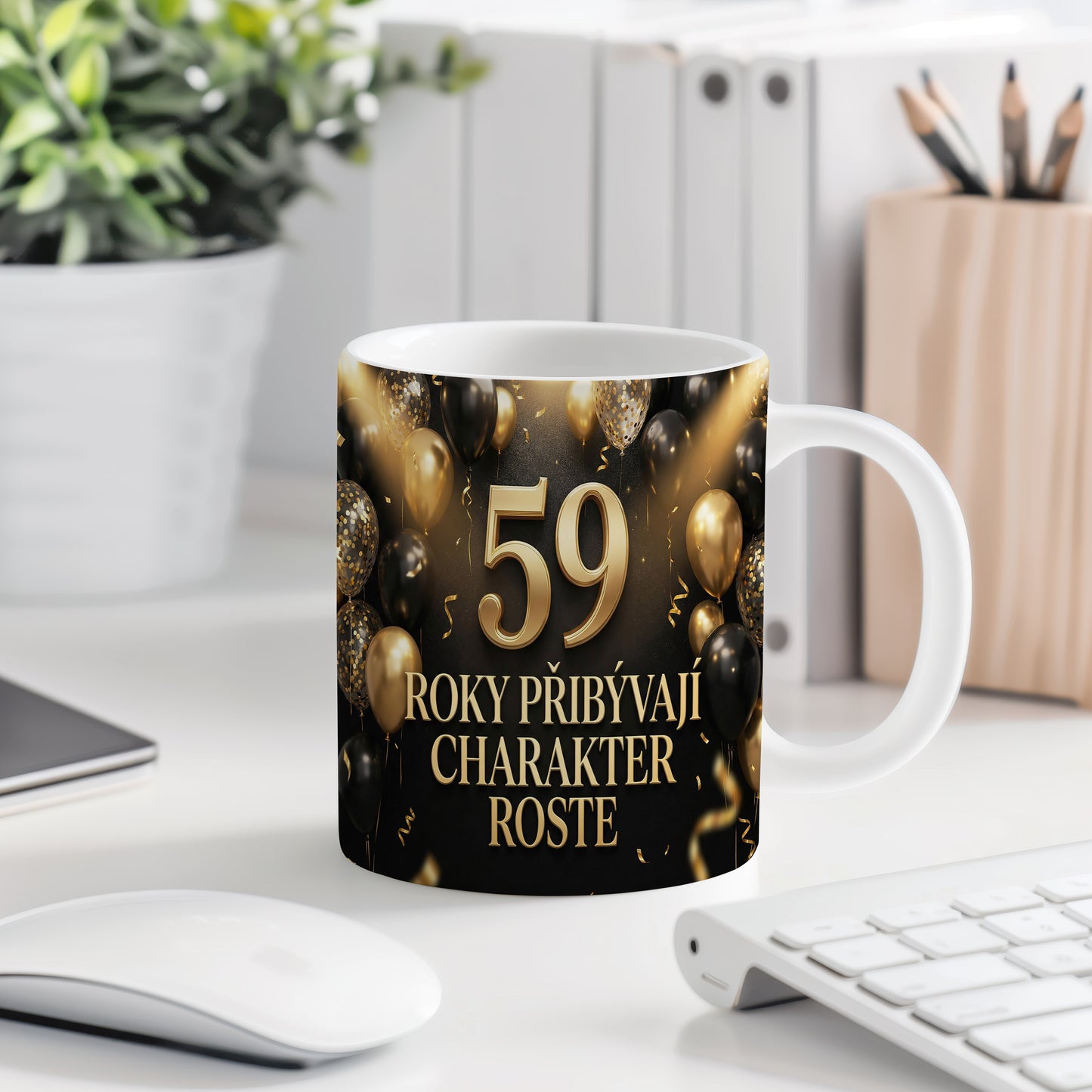 Narozeninový hrnek 59 let – ROKY PŘIBÝVAJÍ CHARAKTER ROSTE