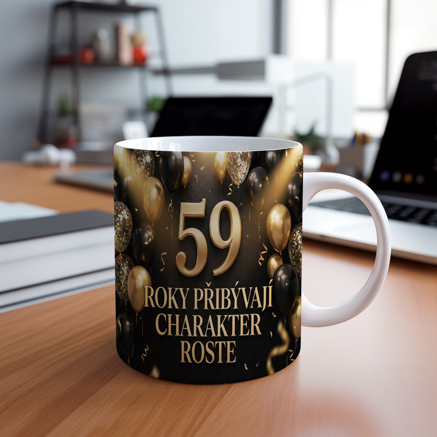 Narozeninový hrnek 59 let – ROKY PŘIBÝVAJÍ CHARAKTER ROSTE