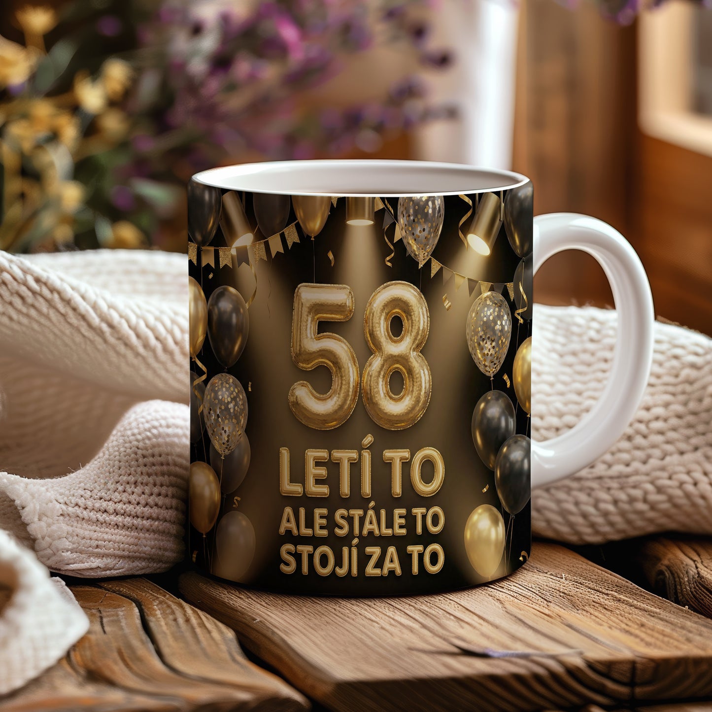 Narozeninový hrnek 58 let – LETÍ TO ALE STÁLE TO STOJÍ ZA TO
