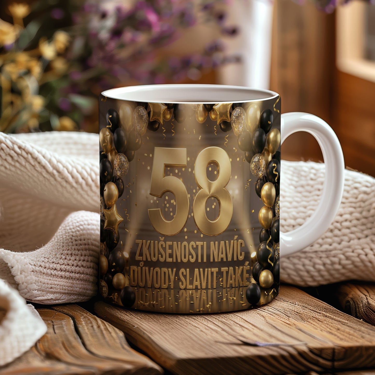Narozeninový hrnek 58 let – ZKUŠENOSTI NAVÍC DŮVODY SLAVIT TAKÉ