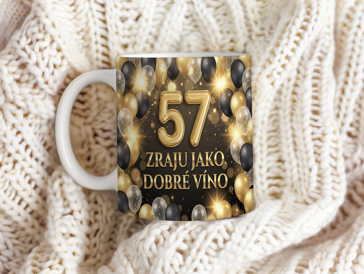 Narozeninový hrnek 57 let – ZRAJU JAKO DOBRÉ VÍNO
