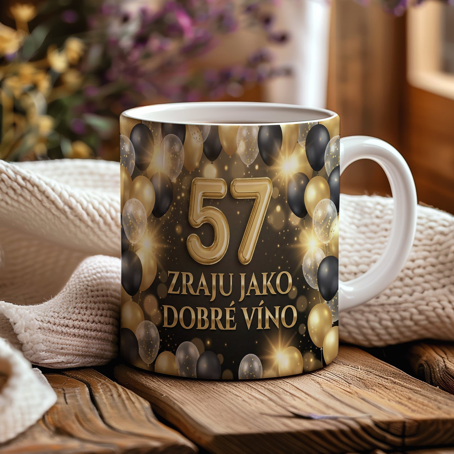 Narozeninový hrnek 57 let – ZRAJU JAKO DOBRÉ VÍNO