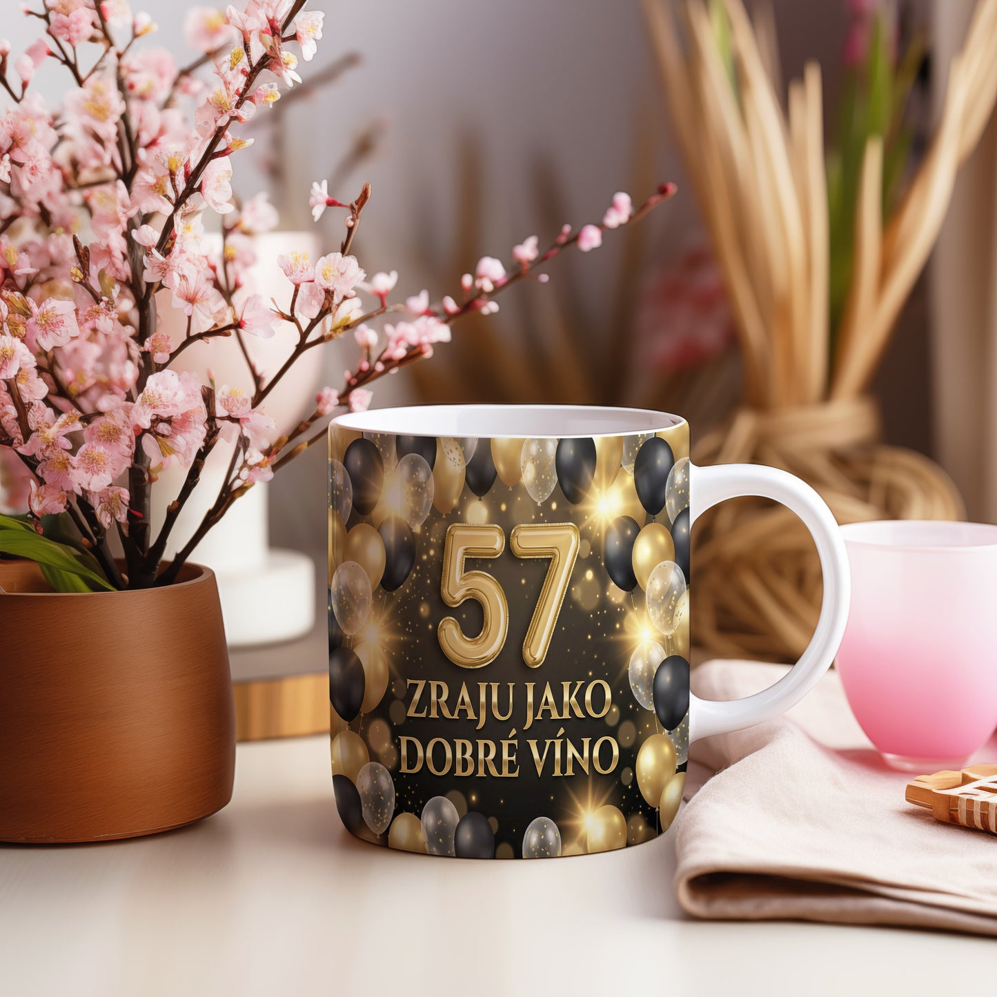 Narozeninový hrnek 57 let – ZRAJU JAKO DOBRÉ VÍNO