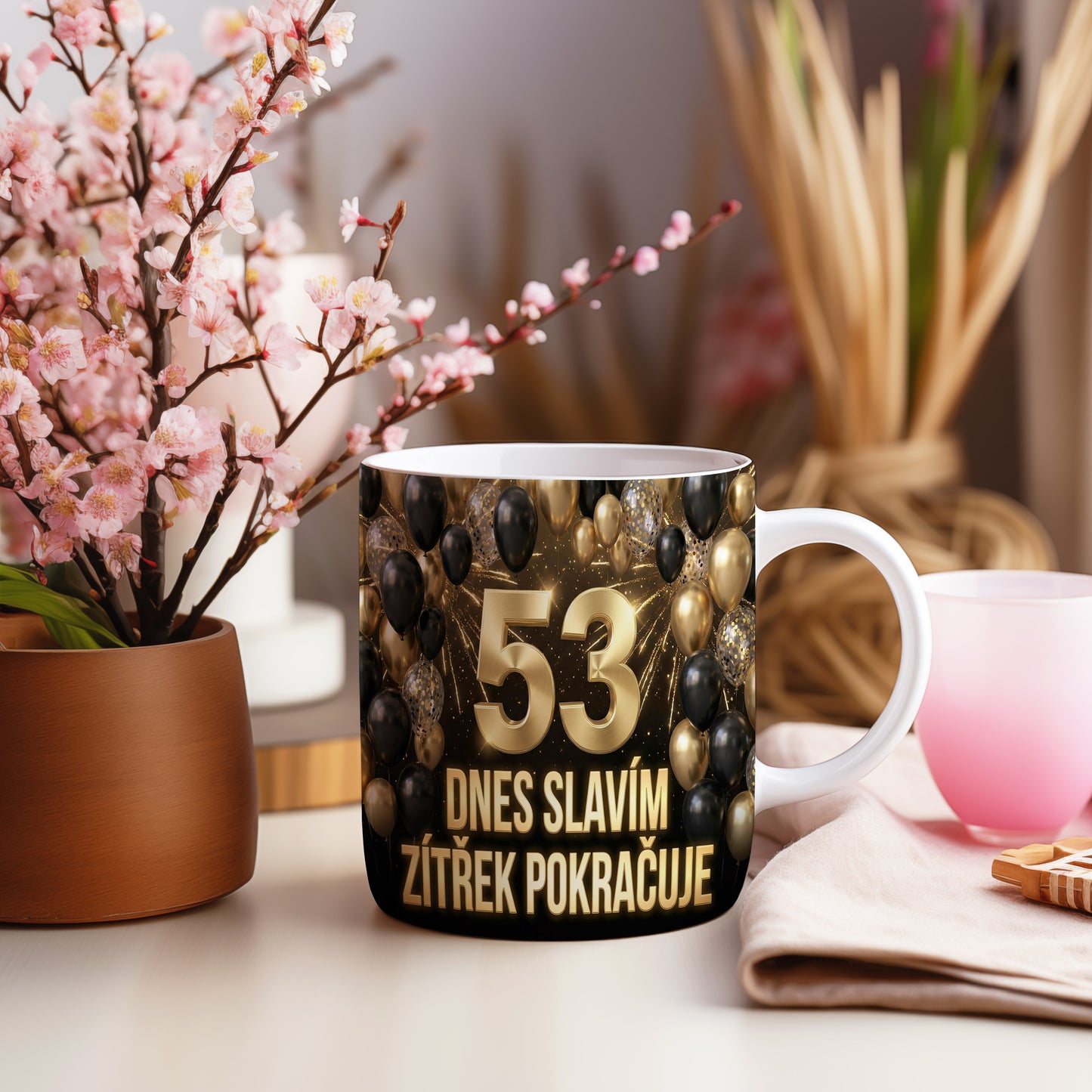 Narozeninový hrnek 53 let – DNES SLAVÍM ZÍTŘEK POKRAČUJE