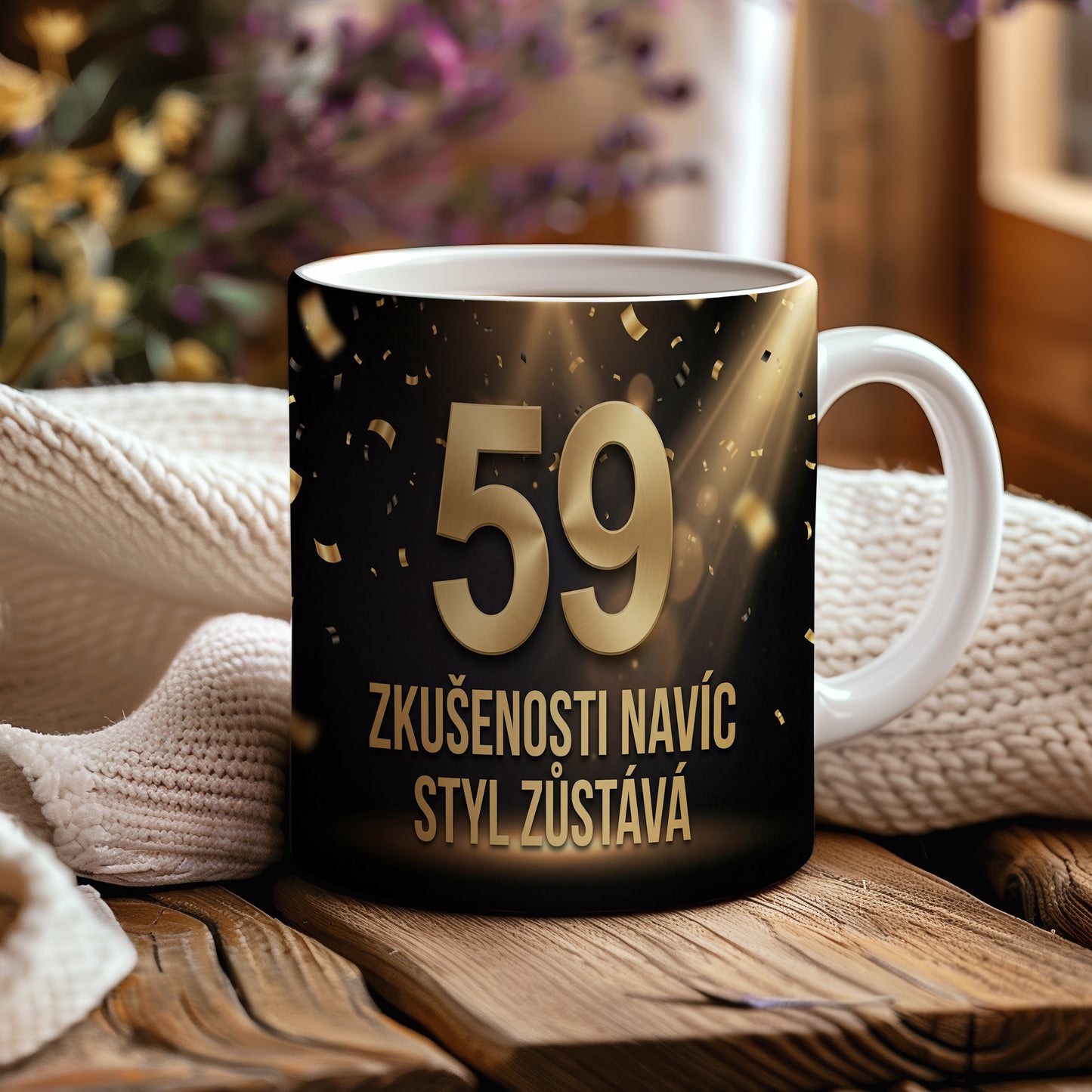 Narozeninový hrnek 59 let – ZKUŠENOSTI NAVÍC STYL ZŮSTÁVÁ