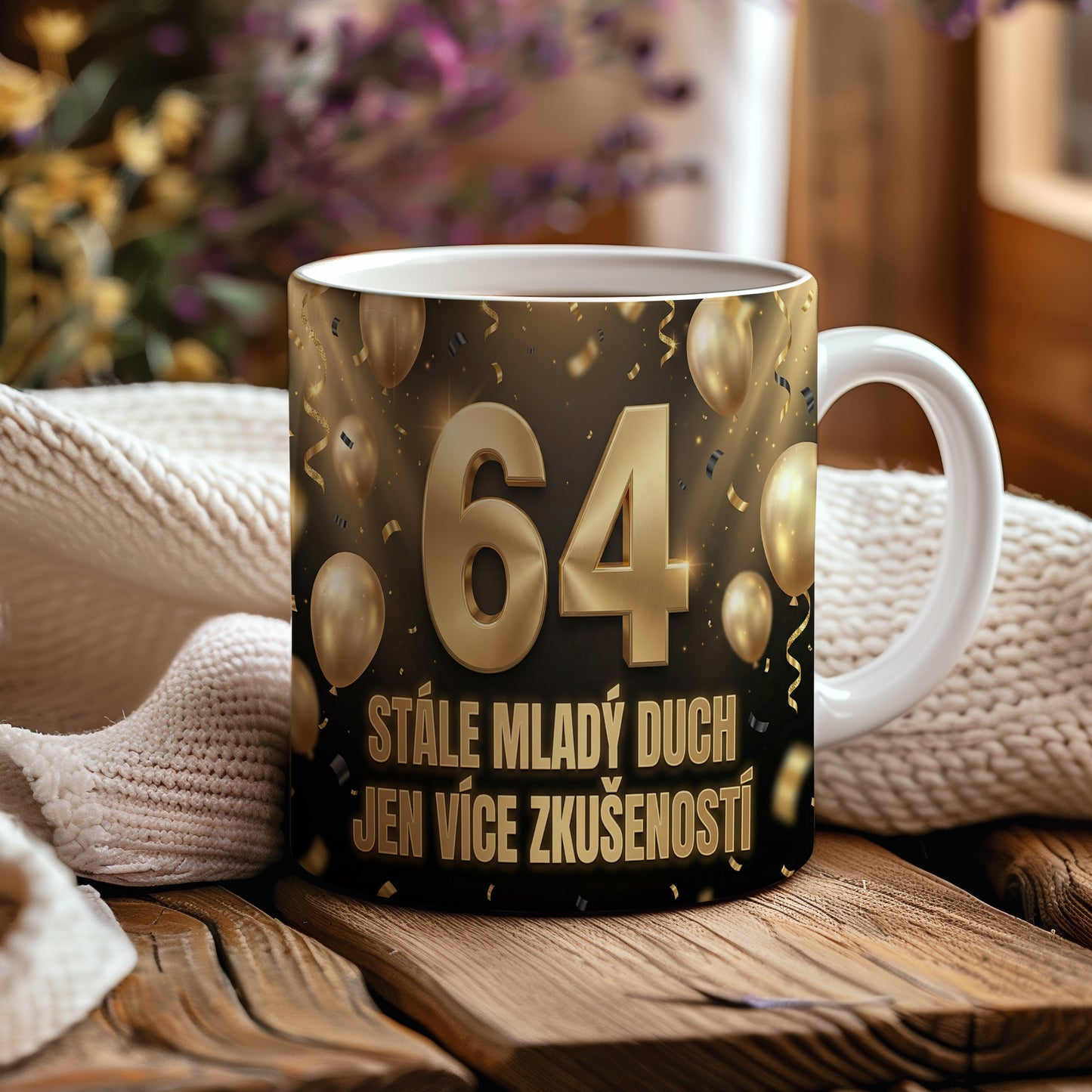 Narozeninový hrnek 64 let – STÁLE MLADÝ DUCH JEN VÍCE ZKUŠENOSTÍ