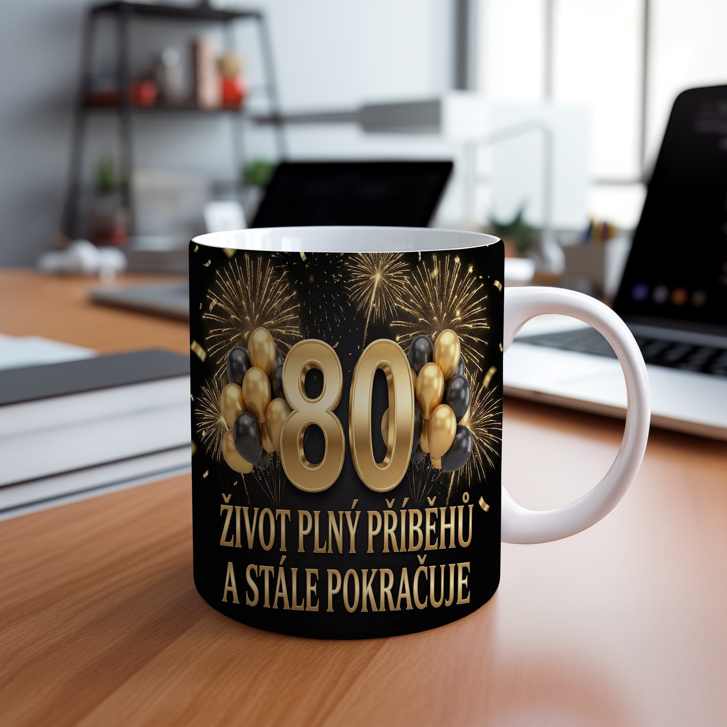 Narozeninový hrnek 80 let – ŽIVOT PLNÝ PŘÍBĚHŮ A STÁLE POKRAČUJE