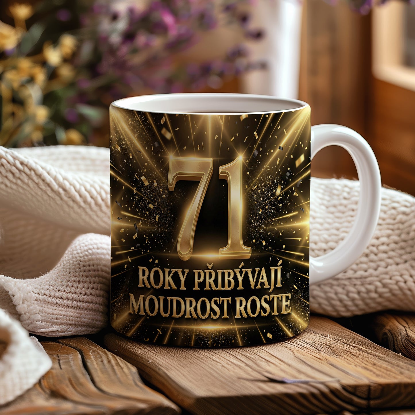 Narozeninový hrnek 71 let – ROKY PŘIBÝVAJÍ, MOUDROST ROSTE