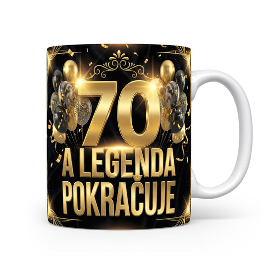 Hrnček s nápisem 70 A LEGENDA POKRAČUJE