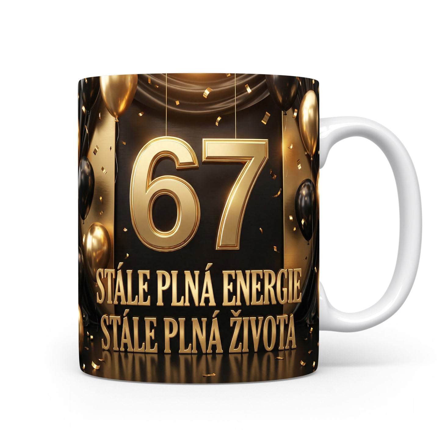 Narozeninový hrnek s věkem 67