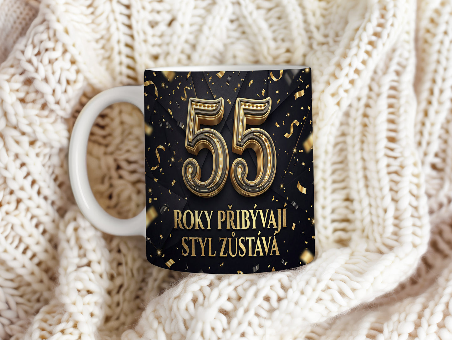 Narozeninový hrnek 55 let – ROKY PŘIBÝVAJÍ, STYL ZŮSTÁVÁ