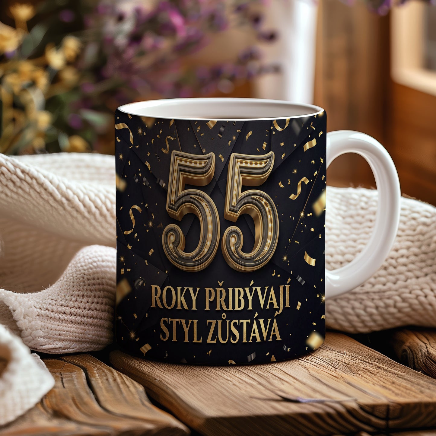Narozeninový hrnek 55 let – ROKY PŘIBÝVAJÍ, STYL ZŮSTÁVÁ