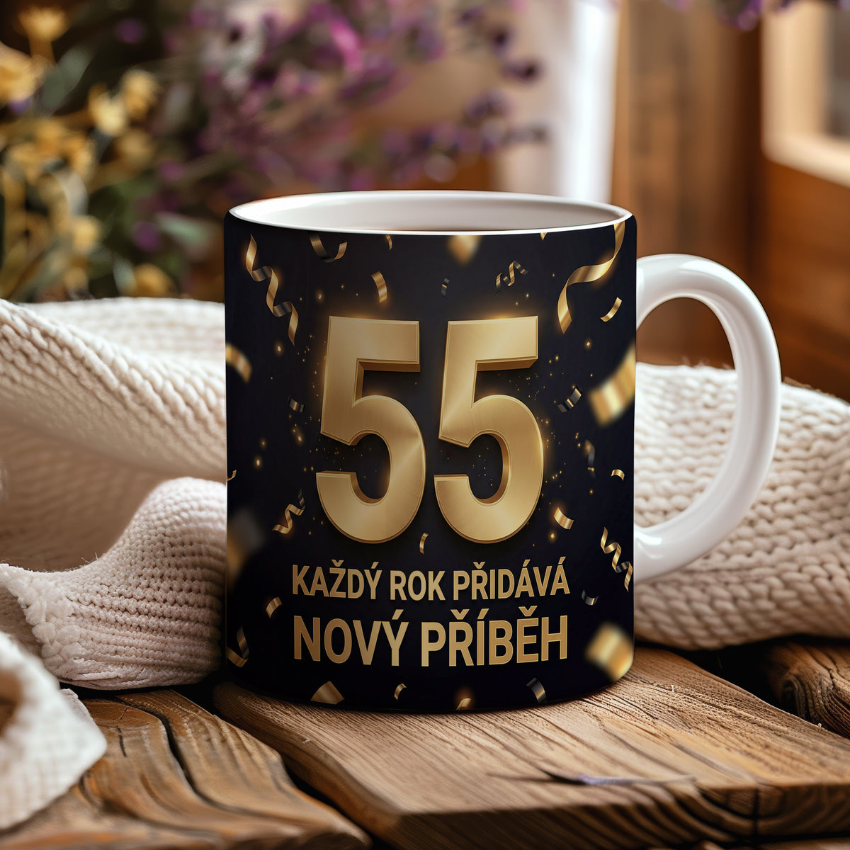 Narozeninový hrnek 55 let – KAŽDÝ ROK PŘIDÁVÁ NOVÝ PŘÍBĚH