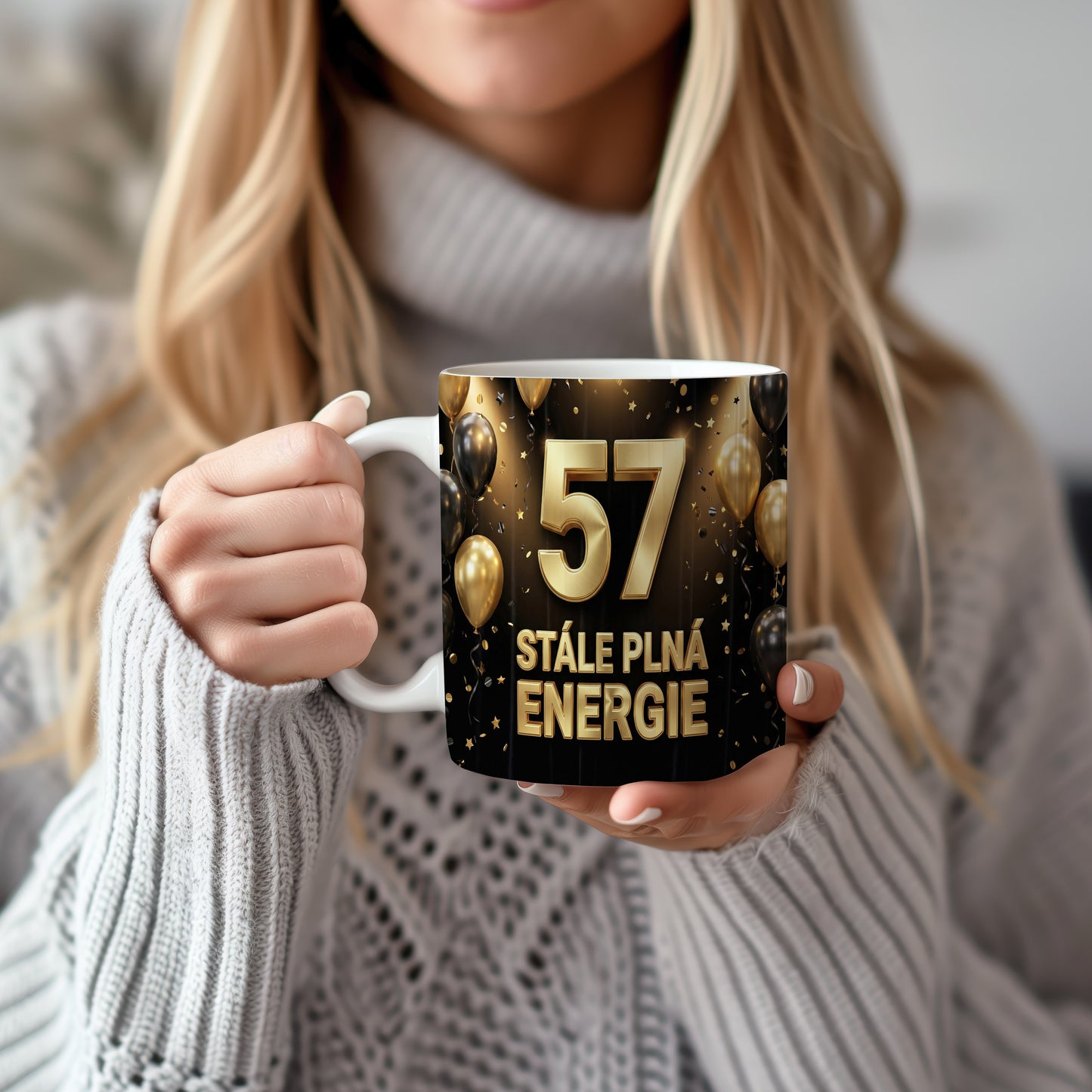 Narozeninový hrnek 57 let – STÁLE PLNÁ ENERGIE