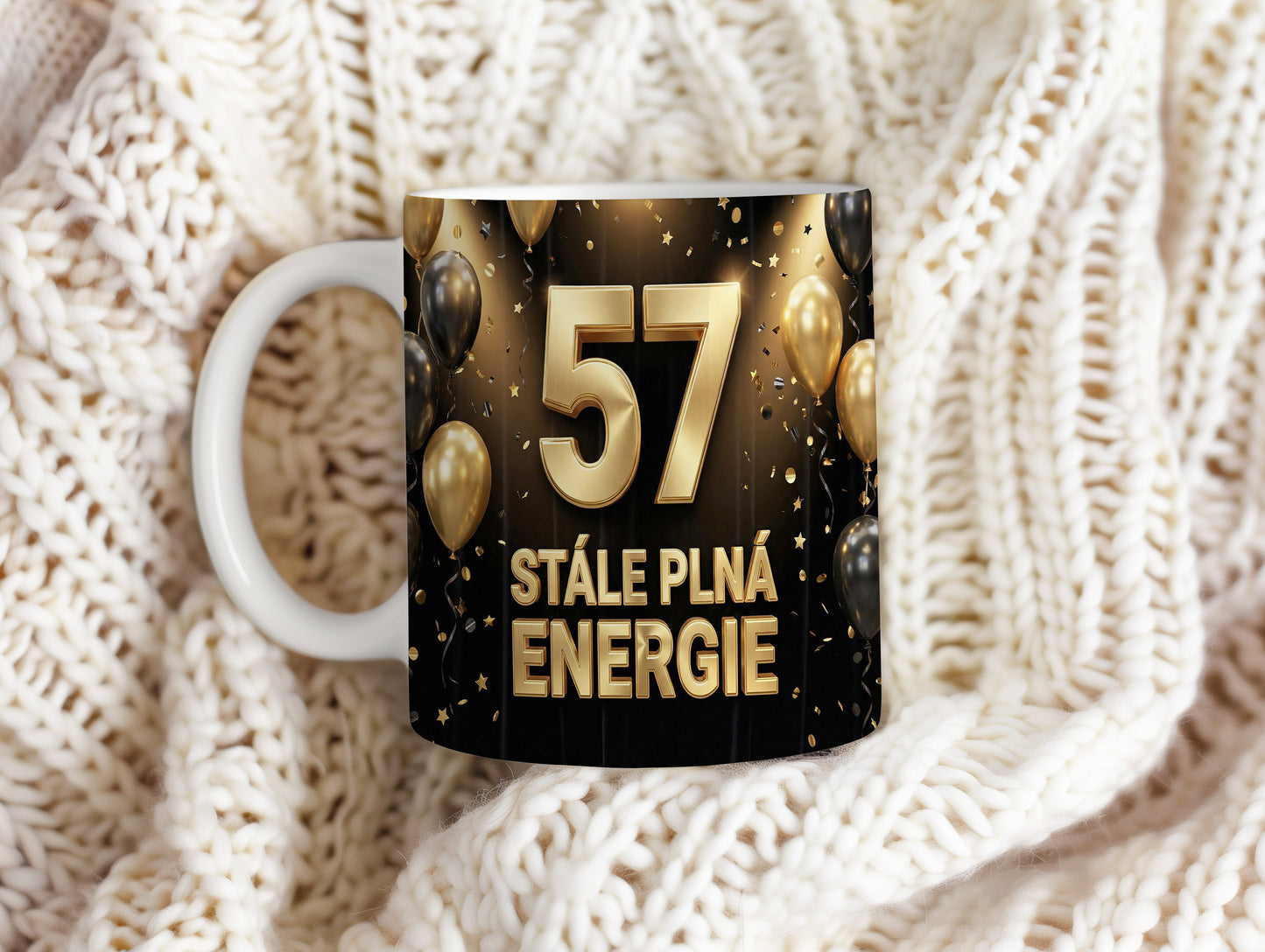 Narozeninový hrnek 57 let – STÁLE PLNÁ ENERGIE