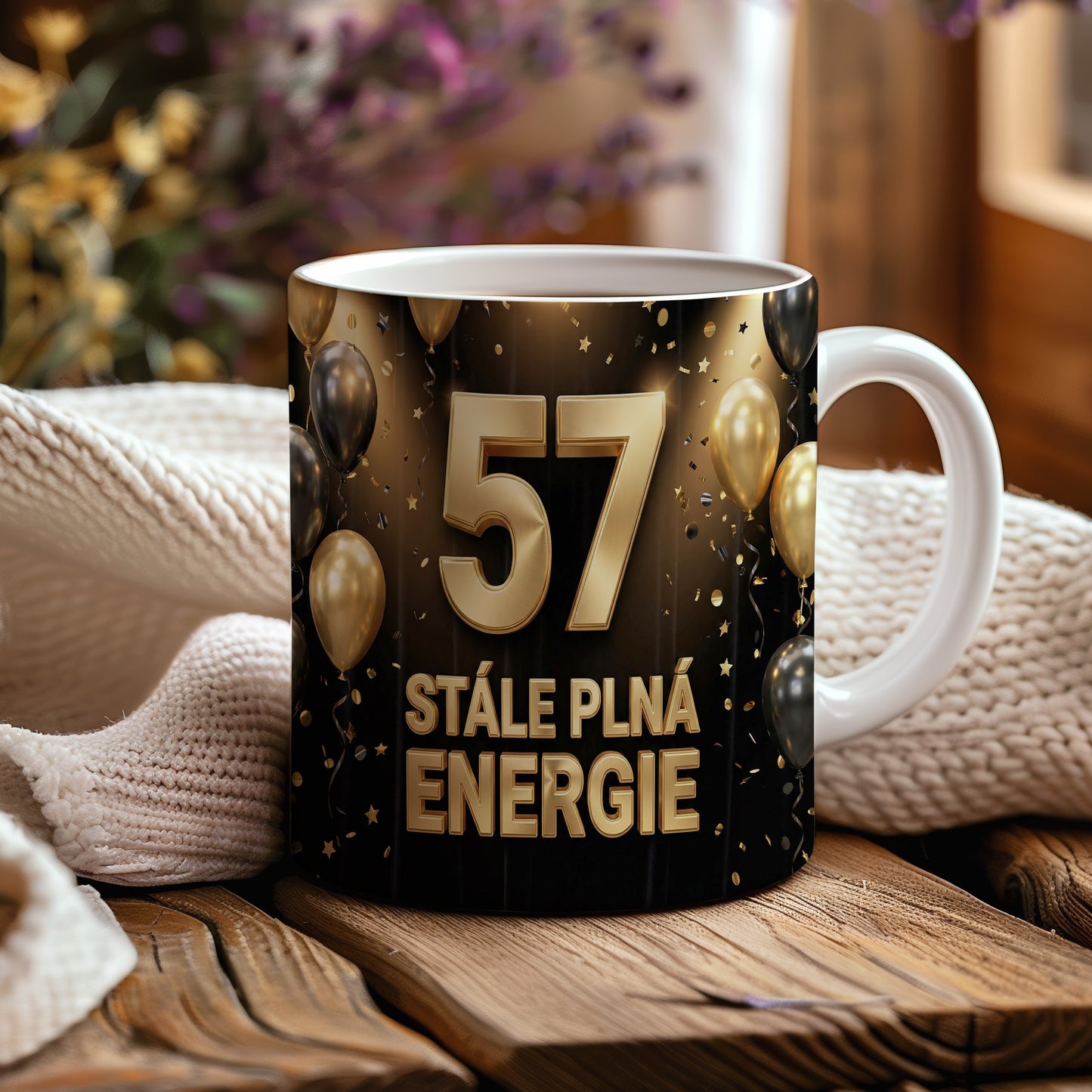 Narozeninový hrnek 57 let – STÁLE PLNÁ ENERGIE