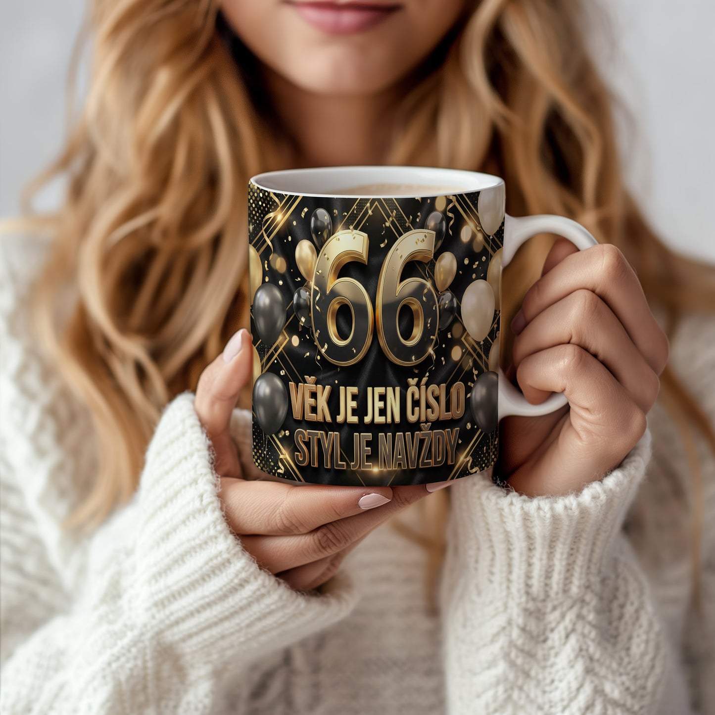 Narozeninový hrnek 66 let – VĚK JE JEN ČÍSLO, STYL JE NAVŽDY