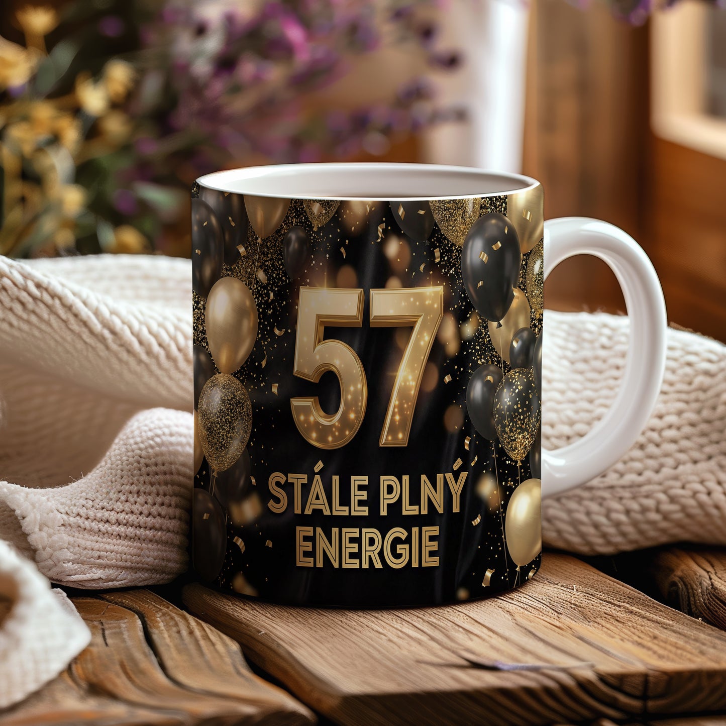 Narozeninový hrnek 57 let – STÁLE PLNÝ ENERGIE