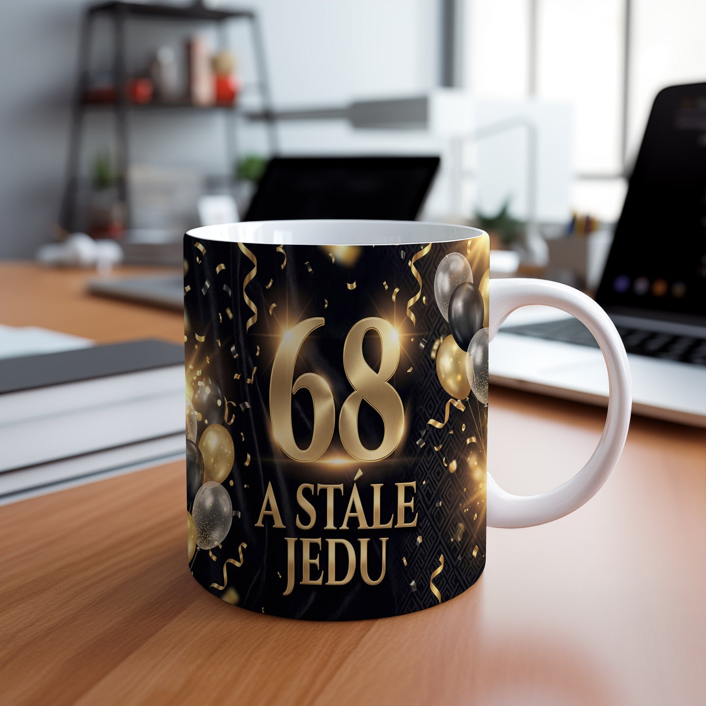 Narozeninový hrnek 68 let – A STÁLE JEDU