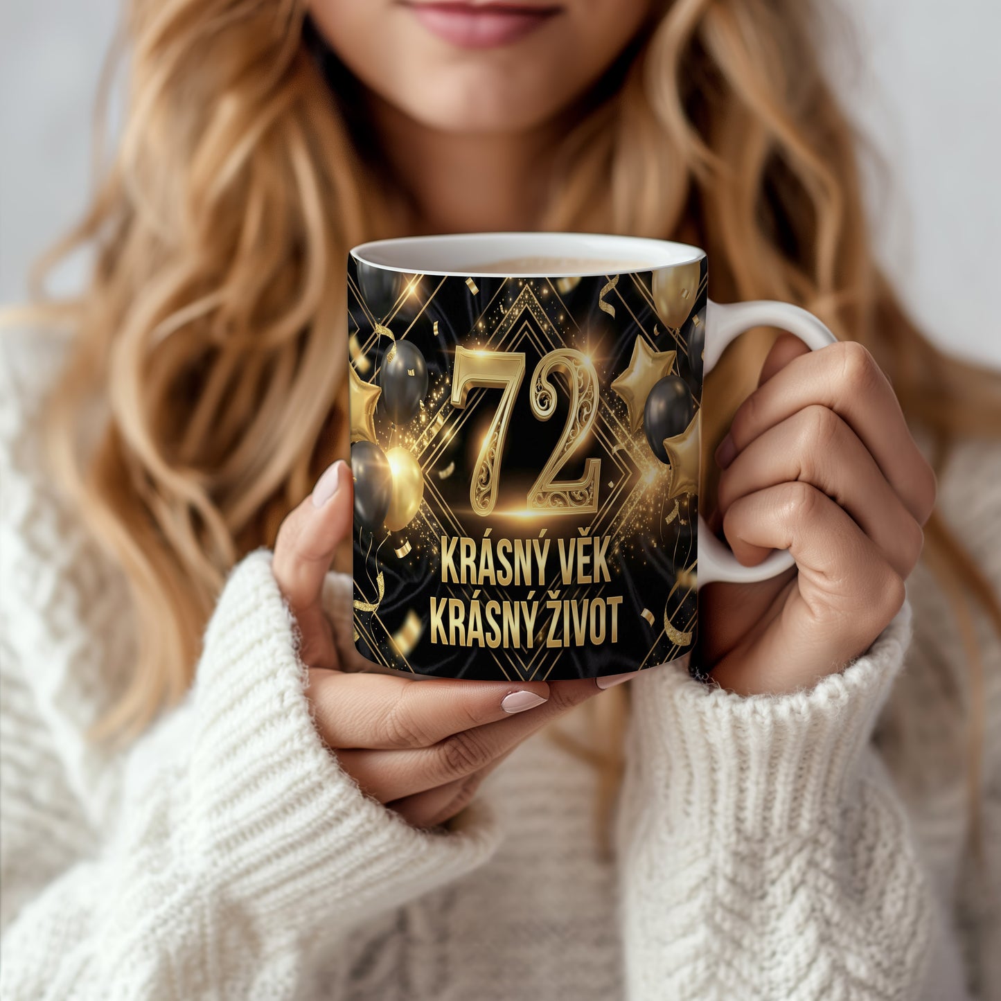 Narozeninový hrnek 72 let – KRÁSNÝ VĚK KRÁSNÝ ŽIVOT