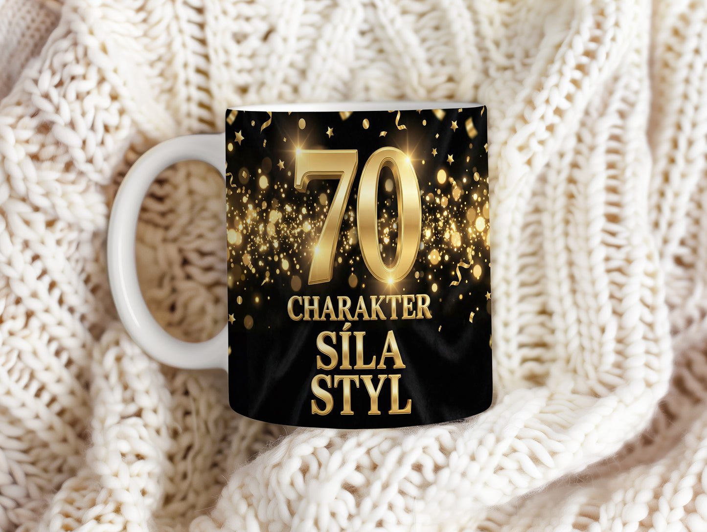 Narozeninový hrnek 70 let – CHARAKTER SÍLA STYL