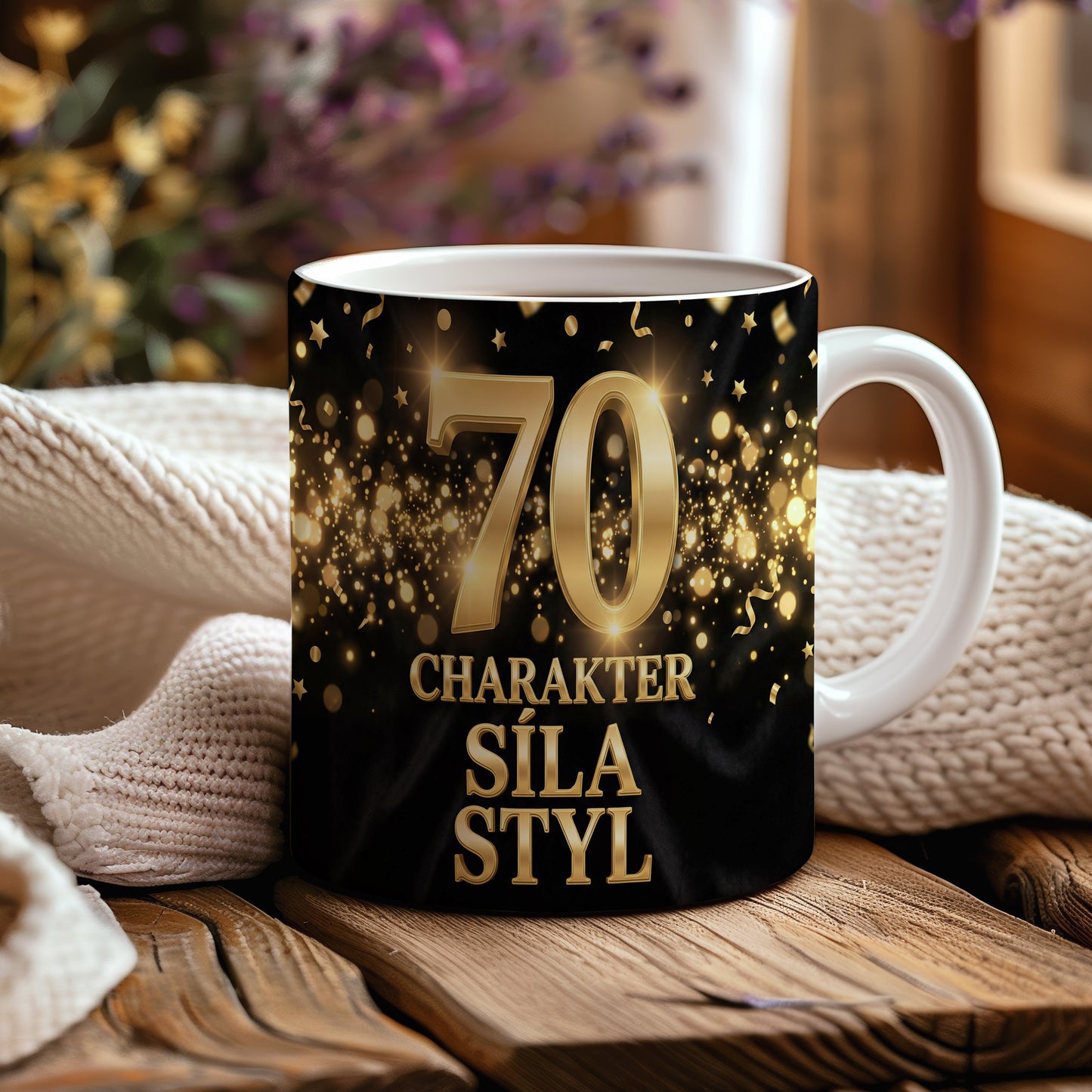 Narozeninový hrnek 70 let – CHARAKTER SÍLA STYL