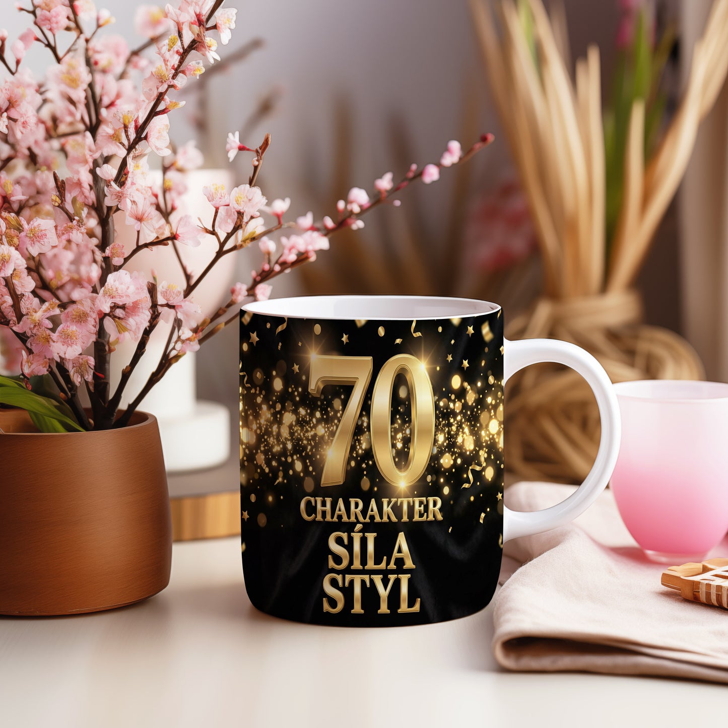 Narozeninový hrnek 70 let – CHARAKTER SÍLA STYL