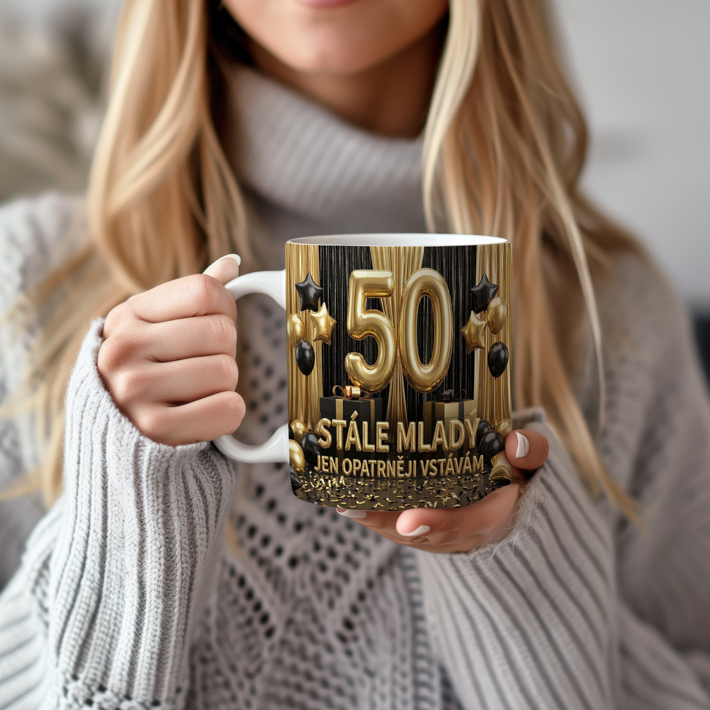 Narozeninový hrnek 50 let – STÁLE MLADÝ, JEN OPATRNĚJI VSTÁVÁM